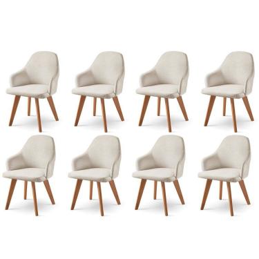 Imagem de Kit 8 Cadeiras para Mesa de Jantar Manuela Nude/Freijó