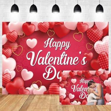 Imagem de Leyiyi 3 x 2,1 m, cenário romântico para o dia dos namorados, rosa e vermelho, estampa de coração romântico, fundo fotográfico, dia dos namorados, casamento, chá de panela, aniversário, romântico