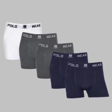 Imagem de Kit 5 Cuecas Boxer Polo Wear Masculino Original Premium Lisa, 1branco,