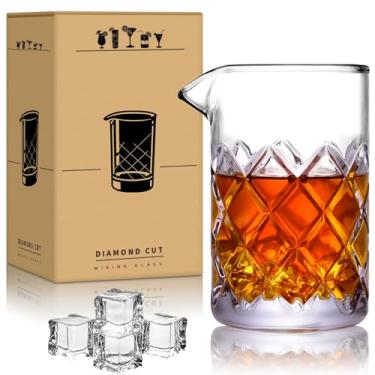 Imagem de QSLKING Copo de mistura para coquetéis – copo de cristal para coquetel de 680 g, fundo grosso e pesado – ferramentas de bar para bares de artesanato e bartenders profissionais