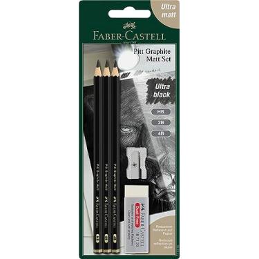 Imagem de Faber-Castell Lápis grafite fosco com 3 unidades - HB, 2B, 4B - Lápis de grafite preto fosco