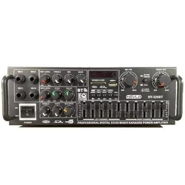 Imagem de Amplificador 1200W Bluetooth 2 Canais com Equalizador, USB, SD, FM, Karaokê, 4 Entradas de Microfone, 220V