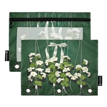 Imagem de Wassud Pacote com 2 pastas de fichário para decoração de flores brancas com 3 furos, pasta organizadora de arquivos para casa, escritório