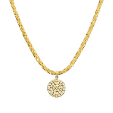 Imagem de 1 colar elegante com pingente redondo de diamante, presentes unissex para mulheres, festas, formaturas, decoração diária, One size, Cobre, Sem Pedra Preciosa