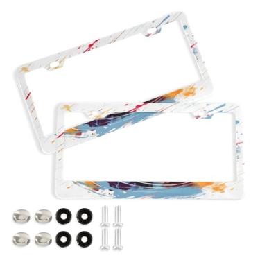 Imagem de Wassud Moldura de placa de carro de basquete com parafusos, 2 pacotes de molduras decorativas de alumínio para carro, acessórios universais de carro para mulheres e homens