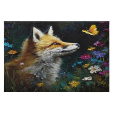 Imagem de CEBUGI Tapete de área 60 x 90 cm macio lavável tapete antiderrapante com forro de borracha tapetes de área de raposa para sala de estar, quarto, decoração de casa