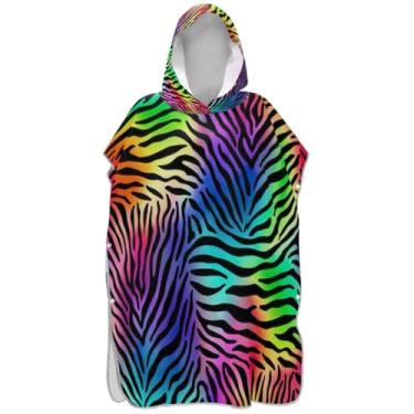 Imagem de Joisal Poncho de surfe trocador de roupão adulto toalha de banho com capuz absorvente arco-íris colorido zebra leve ponchos de praia para homens