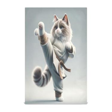 Imagem de Joisal Toalhas de cozinha para gatos de karatê macias pacote com 6 panos de prato para lavar pratos 71 x 45 cm toalhas de mão de cozinha