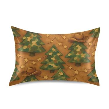 Imagem de Árvores de Natal Vintage Marrom Cetim Fronhas Engraçadas Refrigeração Padrão King Queen Fronha Animais Confortável Almofada de Cama Macia Tamanho Queen 76.2 cm x 50.8 cm