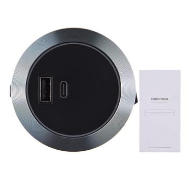 Imagem de Garosa Adaptador de Trilha Com Portas USB C e USB A de 18 W, Estrutura de Liga de Alumínio para de Trilho Elétrico, Estação de Carregamento de Mesa de Escritório Doméstico (SP5)