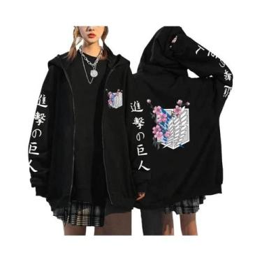 Imagem de Moletom Unissex Com Estampa Gráfica De Attack on Titan, Zíper, Casual 