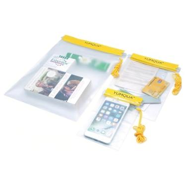 Imagem de YUMQUA Bolsas transparentes à prova d'água, bolsas secas para câmera, celular, mapas, caiaque, suporte de documentos de barco militar, amarelo