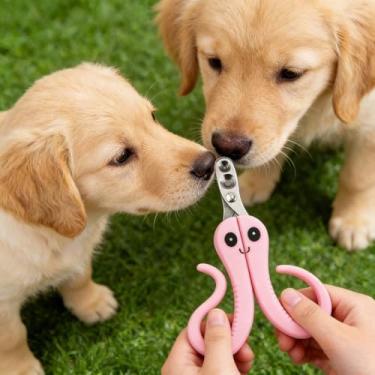 Imagem de Cortador de unhas de gato com orifício de corte circular, cortador de unhas em forma de polvo, cortador de unhas fofo e divertido para gatos e cães, evite cortar demais cortadores de unhas para