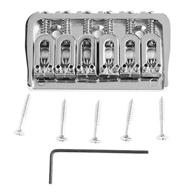 Imagem de Cryfokt Ponte Fixa de Guitarra Elétrica, Metal Ajustável, Estável, Substituição para Jogadores de Telecaster, Material de Metal (Prata com parafusos prateados)