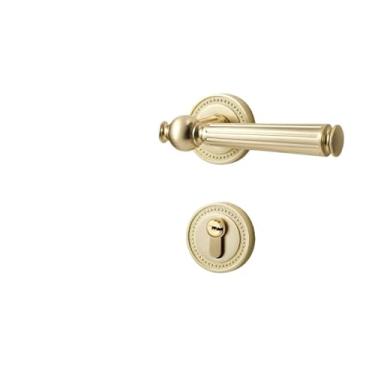 Imagem de Fechaduras francesas para uso interno e doméstico, portas de madeira fosca de cobre escovado, alças divididas, fechaduras silenciosas para quarto