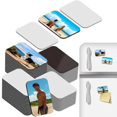 Imagem de 40 peças de ímãs de sublimação em branco retangulares 20 peças de produtos em branco de sublimação 20 peças faça-você-mesmo ímã magnético de sublimação de cozinha em branco a granel 7,5 x 5,5 cm