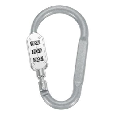 Imagem de PATIKIL Fechaduras combinadas de 10 cm, clipe de combinação de bloqueio de 3 dígitos, cadeado de anel em D para mala, bagagem, viagem, mochila, cabo, elo, corrente de capacete, prata