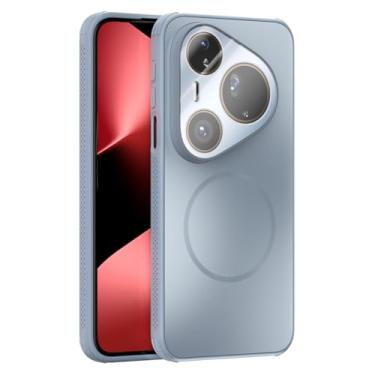 Imagem de LTLMYDAM Capa fina para Huawei Pura 80 Ultra/80 Pro/80Pro+/80, capa de proteção de câmera fosca magnética clássica à prova de choque, prata, 80