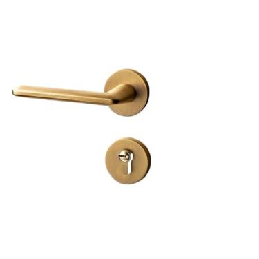 Imagem de Fechadura de porta para interior e quarto, fechadura magnética silenciosa, simples, dividida, madeira, maçaneta preta (bronze amarelo)