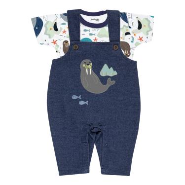 Imagem de Jardineira Longa com Body Bebê Masc. Ocean - Batistela Baby