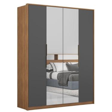 Imagem de Guarda Roupa Casal 4 Portas 2 Espelho Attore Grafito