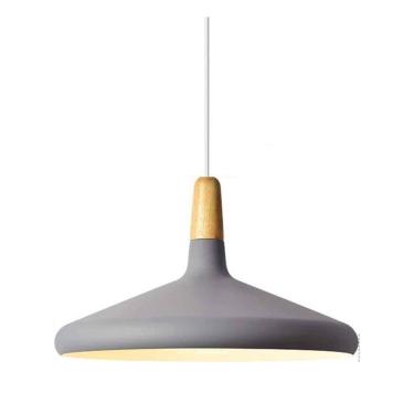 Imagem de Pendente Alumínio Cinza Fosco e Branco Interno 38x25cm 1E27