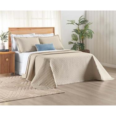 Imagem de Cobre Leito Casal Box Padrão Percale Bordado Colcha Lisa Verity 3 Peça