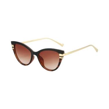 Imagem de Óculos De Sol Femininos Estilo Gato UV400 Designer Com Hastes De Metal