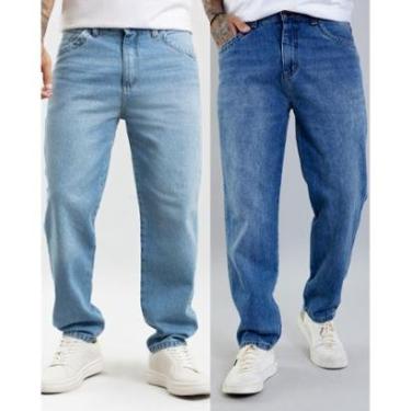 Imagem de Kit 2 Calças Jeans Dois Tons Masculina Perna Reta Dialogo-Masculino