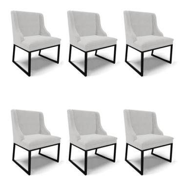 Imagem de Cadeira Sala de Jantar Industrial Preto kit 6 Liz Veludo Cinza D03 - D