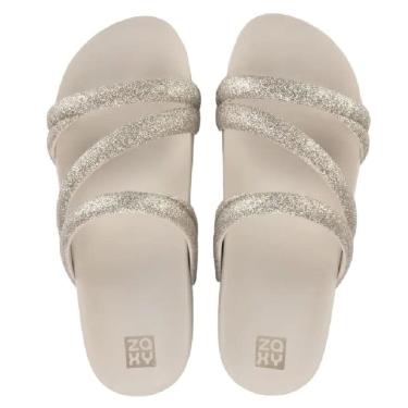 Imagem de Chinelo Feminino Conforto Flat Tiras Brilho Zaxy Glitter