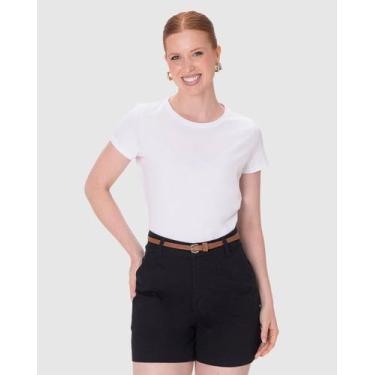 Imagem de Blusa Básica Feminina Baby Look Em Algodão - Malwee, Branco, GG
