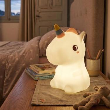 Imagem de Luminária Botão e Touch De Silicone Unicornio Abajur Muda De Cor Recar