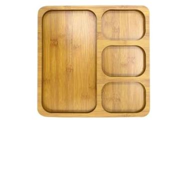 Imagem de Petisqueira Bandeja MDF Quadrada 4 Divisórias 26,5 x 26,5cm - Megagift