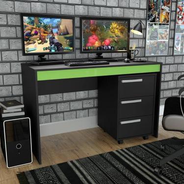Imagem de Conjunto Gamer Mesa e Gaveteiro Nova Mobile Preto e Verde