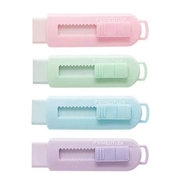 Imagem de Staedtler Borracha retrátil deslizante com manga de plástico, cores pastel macias sortidas, pacote com 4