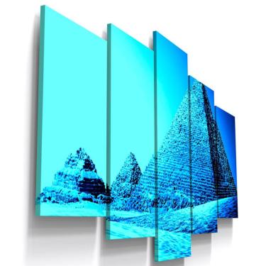Imagem de Quadros Decorativos Piramides Azul Deserto Sala Hall 