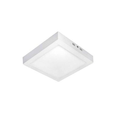 Imagem de Luminária Plafon Led 18W Sobrepor Quadrado Branco Frio