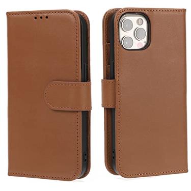 Imagem de GSYH Capa carteira para iPhone 13 Mini/13/13 Pro/13 Pro Max, Capa protetora de couro PU com flip slots de cartão TPU com suporte magnético Folio Capa, Marrom, 13pro 15,1 cm