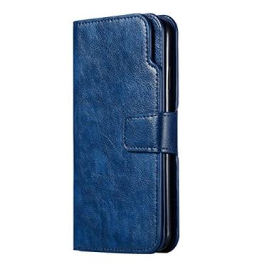 Imagem de Capa de couro de luxo para iPhone 14 13 12 Mini 11 Pro 6 6s 7 8 Plus X XR XS Max 5 5s SE 2020 2022 Carteira Flip Card Phone Bag Cover, Azul, Para iPhone 14Pro 6.1 polegadas