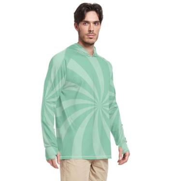 Imagem de Moletom masculino com capuz com proteção solar manga longa FPS 50 + camiseta de sol com capuz masculino Rash Guard para caminhadas, Twirl Swirl06, M