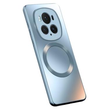 Imagem de LTLMYDAM Capa magnética para Honor Magic 6 Pro, protetor de lente de câmera embutido, fina, TPU (poliuretano termoplástico), à prova de choque, proteção antiqueda, fosco para celular, azul