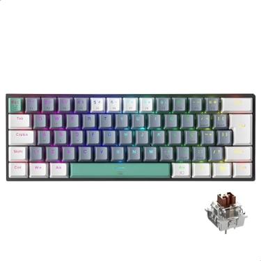 Imagem de Teclado Mecânico MACHENIKE K500-B61 MINI Com Fio 60% ABNT2 Layout RGB Backlight Hot-swappable NKRO Wired Gaming MacBook PC Celular Notebook Windows