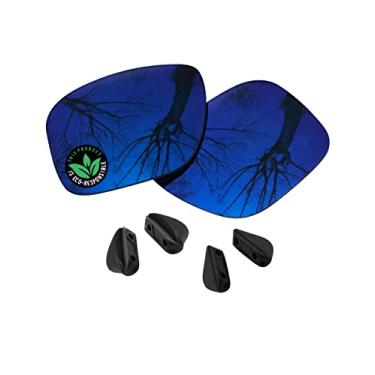 Imagem de Raydi Lentes de reposição de policarbonato e protetores de nariz para óculos de sol retangulares Oakley Drop Point OO9367 - Trail Blue Mirror - Polarizado