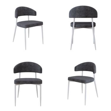 Imagem de Cadeira Bless Fixa com 4 Pés 55 X 52,5 X 77,5 Cm com 4 Unidades Grafite/Branco