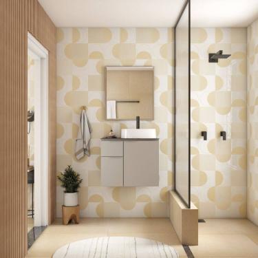 Imagem de Gabinete para Banheiro em Aço com Tampo de Vidro Cinza