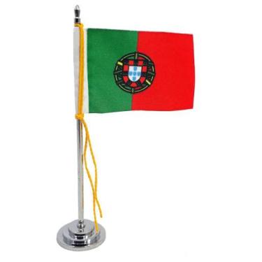 Imagem de Mini Bandeira de Mesa da Portugal 15 cm Poliéster - SP Bandeiras 