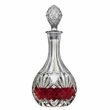 Imagem de Decantador de uísque com tampa de vidro, decantador de licor para álcool, vinho, uísque, conhaque ou bourbon, circular de cristal sem chumbo (800 ml)