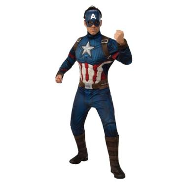 Imagem de Rubie's Fantasia masculina Marvel: Vingadores 4 Deluxe do Capitão América e máscara para adultos, Cor conforme mostrado, GG