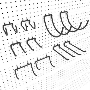 Imagem de POETISKE Peg Board Tool Ganchos utilitários Pegboard Acessórios sortidos, 10 peças, preto, suporte de cabo de perfuração, serve para placa de pinos de 1/10.2 cm, ferramenta elétrica para pendurar